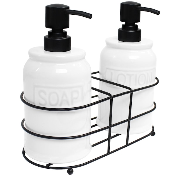 Blue Donuts 2 Piece Soap and Lotion Dispenser Set With Metal Rack BD3928105 - main